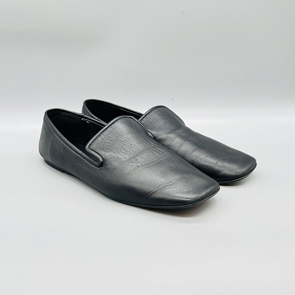 Everlane Shoes Womens 9 Black Leather Loafer Flats Slip On Square Toe Minimalist